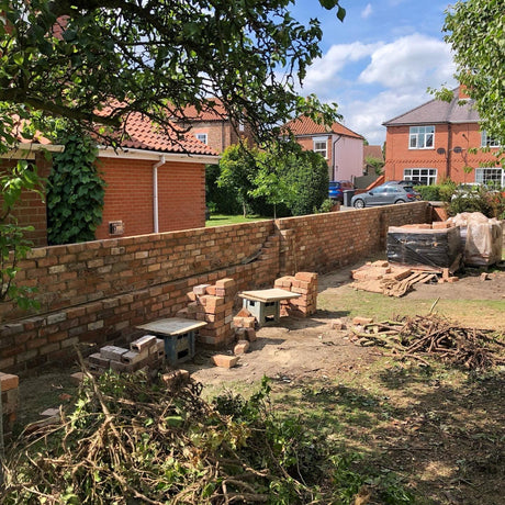 Reclaimed Industrial Blend Brick Garden Wall, Taunton, Somerset - Reclaimed Brick Company