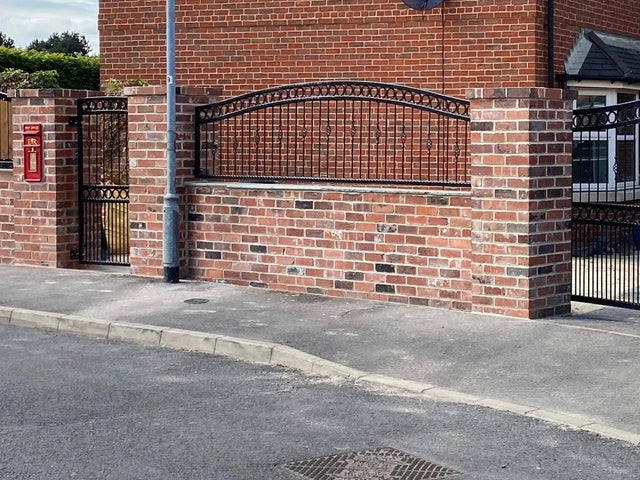 Reclaimed Industrial Blend Brick Wall & Iron Gates, Maltby, South Yorkshire - Reclaimed Brick Company