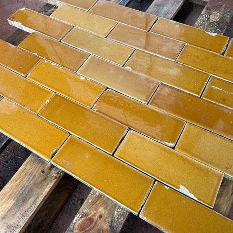 Reclaimed Mustard Yellow Glazed Brick Slip - Reclaimed Brick Company