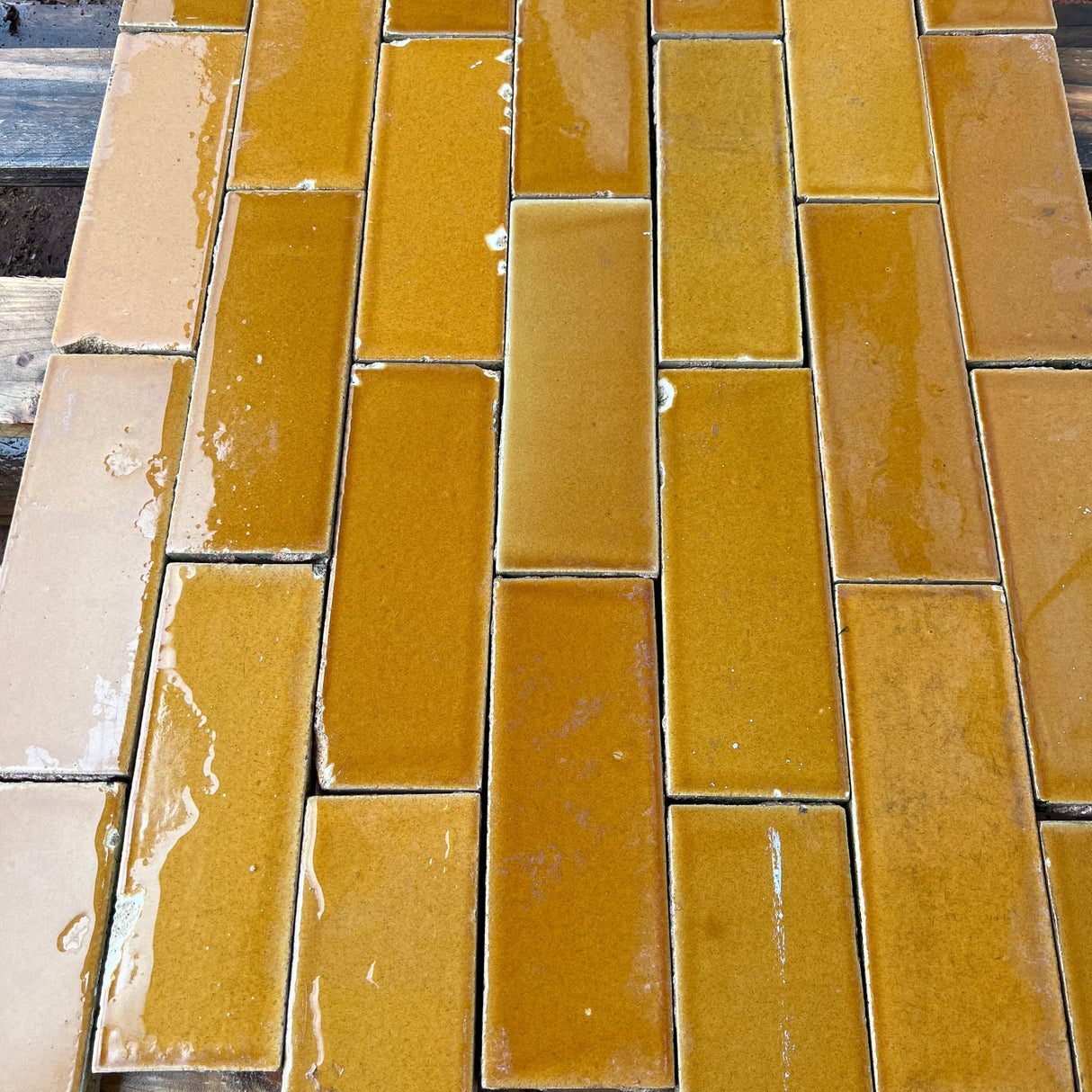 Reclaimed Mustard Yellow Glazed Brick Slip - Reclaimed Brick Company