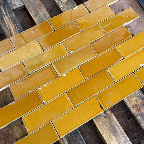 Reclaimed Mustard Yellow Glazed Brick Slip - Reclaimed Brick Company