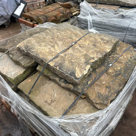 Reclaimed Natural Riven York Stone Flagstone Paving - Per SQM - Reclaimed Brick Company