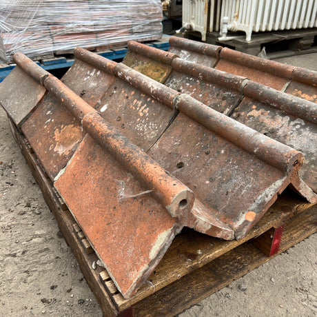 Reclaimed Orange Roll Top Roof Ridge Tiles - Job Lot - Reclaimed Brick Company