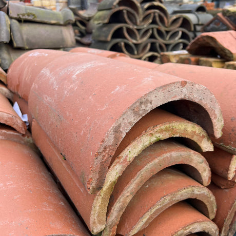 Reclaimed Red Half Round Ridge Tile - Job Lot of 60 - Reclaimed Brick Company