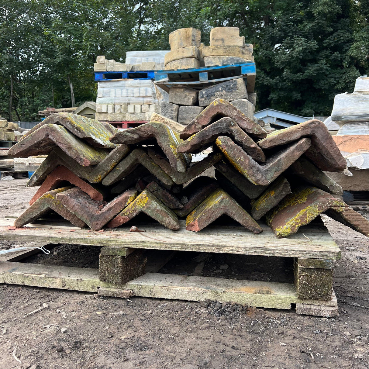Reclaimed Red Sandstone Weathered Stone Roof Ridge Tile - Batch of 20 Meters - Reclaimed Brick Company