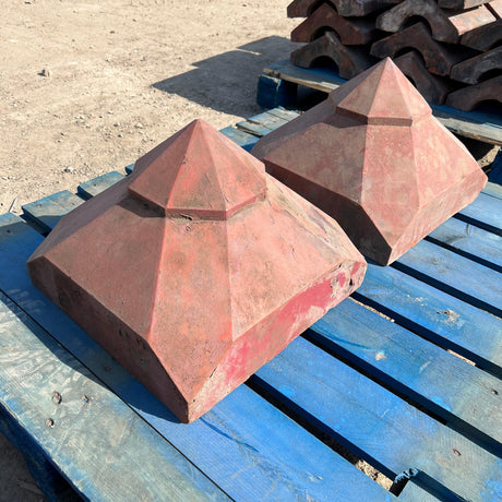 Reclaimed Red Terracotta Pillar Caps - Set of 2 - Reclaimed Brick Company