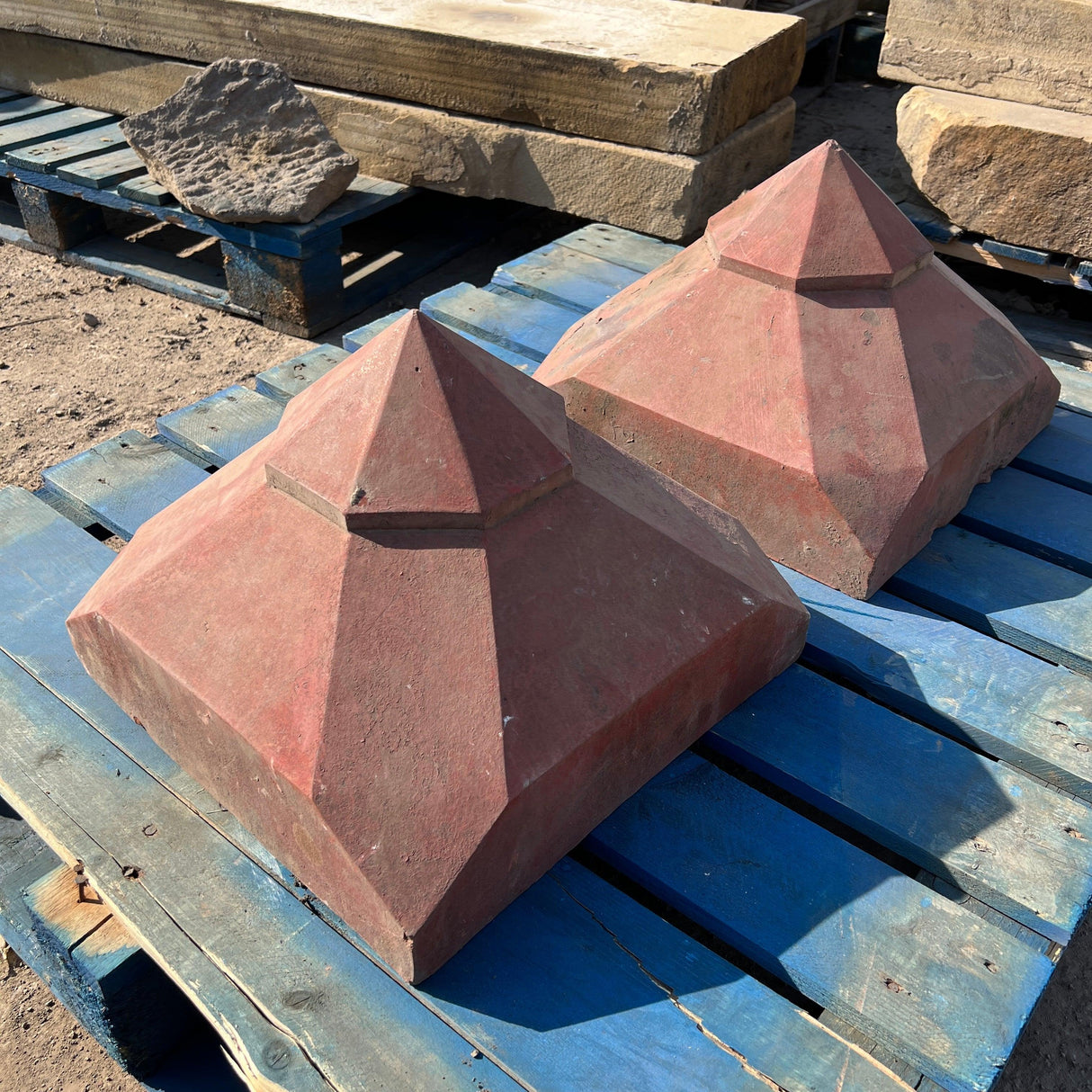 Reclaimed Red Terracotta Pillar Caps - Set of 2 - Reclaimed Brick Company