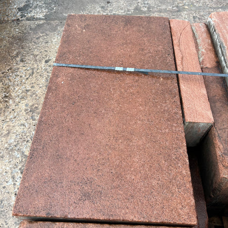 Reclaimed Sawn Red Sand Stone Paving Flag Stones - Reclaimed Brick Company