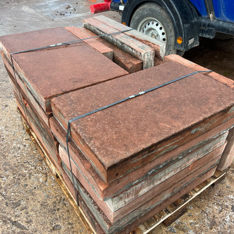 Reclaimed Sawn Red Sand Stone Paving Flag Stones - Reclaimed Brick Company