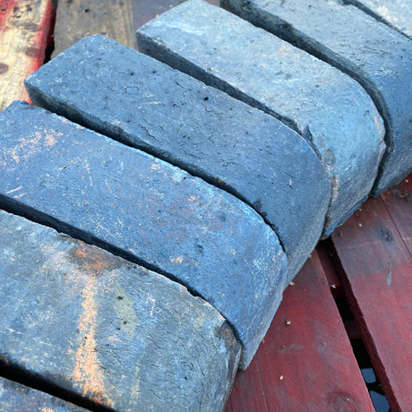 Reclaimed Single Angled Blue Bullnose Bricks - Reclaimed Brick Company