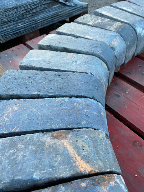 Reclaimed Single Angled Blue Bullnose Bricks - Reclaimed Brick Company