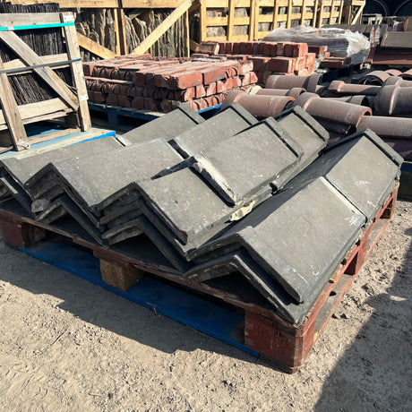 Reclaimed Staffordshire Blue 20” Triangle Roof Ridge Tiles - Batch of 21 (Job Lot) - Reclaimed Brick Company