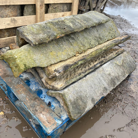 Reclaimed Stone Roof Ridge Tiles - Batch of 29 ft (Job Lot) - Reclaimed Brick Company