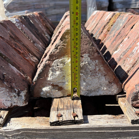 Weathered Reclaimed Triangle Wall Coping Handmade Bricks - Batch of 44 - Reclaimed Brick Company