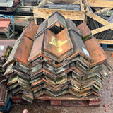Reclaimed Weathered Red Terracotta Triangle Ridge Tile - Job Lot of 100 - Reclaimed Brick Company