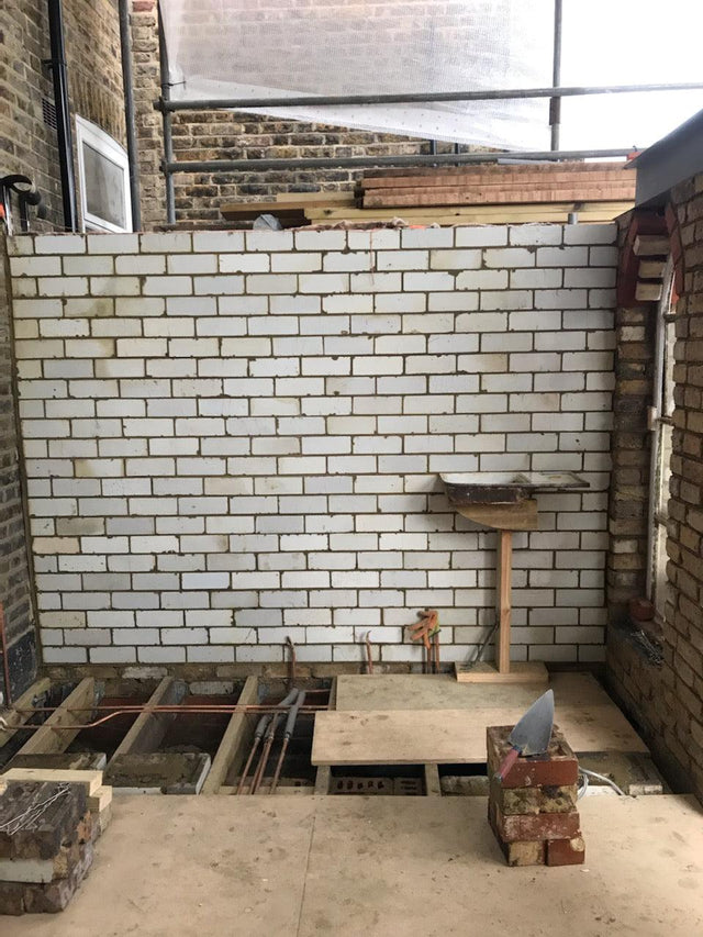 Reclaimed White Glazed Brick Feature Wall, London - Reclaimed Brick Company