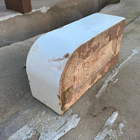 Reclaimed White Glazed Bullnose Tile Brick - Reclaimed Brick Company