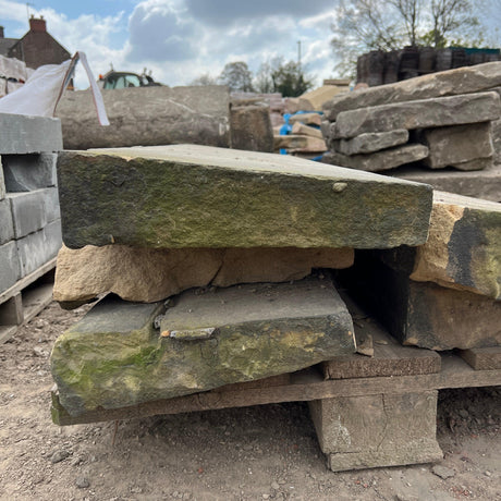 Reclaimed Yorkshire Stone Angled Wall Coping - Batch of 6 Linear Meters - Reclaimed Brick Company