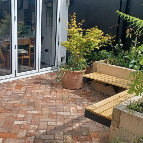 Small Garden with Reclaimed Clay Paver Patio in London - Reclaimed Brick Company