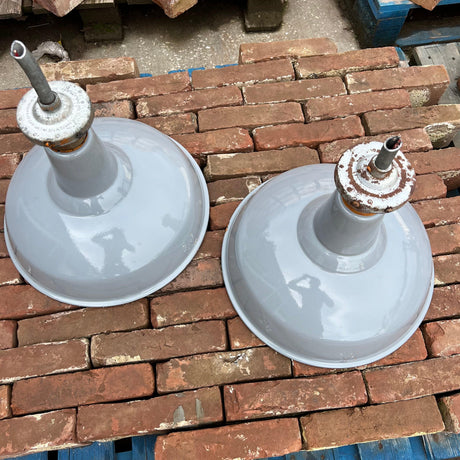 Vintage AEI Grey Enamel Industrial Pendants Lamp - 16” (Pair) - Reclaimed Brick Company