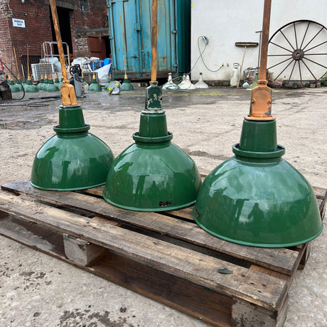 Vintage AEI Lamp and Lighting Co. Green Enamel Industrial Pendants Lamp - 16” - Reclaimed Brick Company